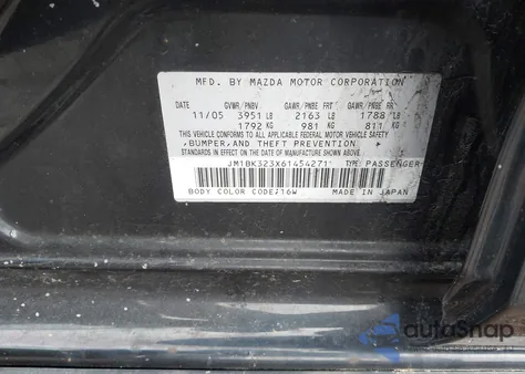 2006 Mazda Mazda3 S Grand Touring from USA, damaged, VIN JM1BK323X61454271